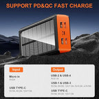 Solar Power Bank 66800mAh Portable Charger with USB-C in/Output 22.5W QC3.0 Fast Charging 5 Out Ports Battery Pack Built-in 32 Led Flashlights for Cell Phone Camping and Hilking