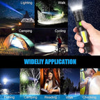 Hoxida USB Rechargeable Flashlight, Magnetic LED Flashlight, Super Bright LED Tactical Flashlight with Cob Worklight,Waterproof,Zoomable Best Small LED Flashlight for Camping, Emergency Flashlight
