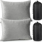 2 Pack Camping Pillow for Sleeping Shredded Memory Foam Travel Pillow with Storage Bag, Compressible Portable Pillow for Outdoor Camp Backpacking Hiking Essential Gear (Grey,Small)