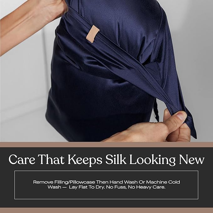 Lunya Washable Silk Travel Pillow – Soft Mulberry Silk Neck Pillow with Zipper Pillow Insert, Adjustable Fill, and Snap Straps – Travel Essential for Plane, Car, or Home - Waning Night - One Size