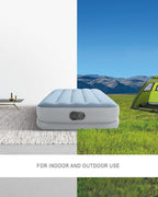 Intex 64157E Dura-Beam Plus Mid-Rise Air Mattress: Fiber-Tech – Twin Size – Built-in USB Electric Pump – 14in Bed Height – 300lb Weight Capacity