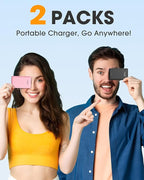 TG90° 2 Pack Portable Charger Power Bank, 5000mAh External Battery Pack with Built-in Foldable AC Wall Plug and Cables, Small USB C Charger Compatible with iPhone and Android Devices