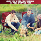 2PCS Mesh Folding Camping Chairs, Oversized Portable Outdoor Chairs, Weight Capacity 325 lbs with Cup Holder, Storage Pocket, Carry Bag Red