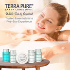 Terra Pure White Tea & Coconut Toiletries Set | 1-Shoppe Amenities Kit | 1oz Liquids, 1.25oz Bar Soap | Hotels, Airbnb & Rentals | 75 Pieces