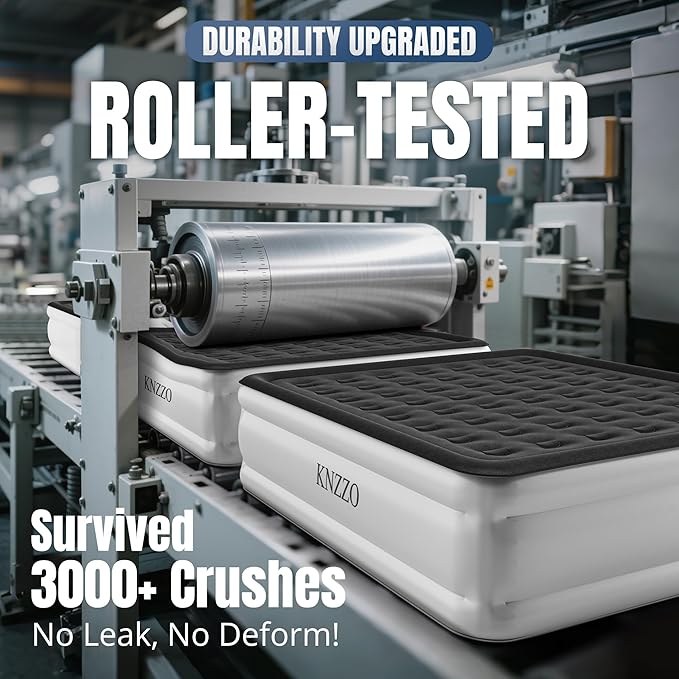 King Air Mattress with Built-in Pump, 18" Top Inflatable Mattress with Waterproof Flocking Fabric, Three-Minute Quick-Inflatable Bed. Portable Blow Up Mattress for Home, Outdoor and Guests