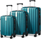 Hanke Luggage Sets 3 piece Carry On Luggage with Wheels PC Hard Shell Suitcases Lightweight Checked Travel Luggage Extra Large Travel Suitcase Woman Men 20/24/29 Inch(Caribbean Blue)