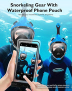 VGKE Full Face Snorkel Mask for Adults, 180 Degree HD Panoramic View Snorkeling Gear with Waterproof Phone Pouch, Anti-Leak & Anti-Fog, Breathe Freely Suitable for Men/Women