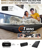 KingCamp Self Inflating Sleeping Pad, R 7.9 Air & Foam Camping Mattress 2 Person, 3" Thick Full Size Double Sleeping Pad with Pump Sack for Camp Tent Outdoor Car, PVC Free (Black)