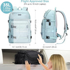 PIJUSHI Travel Backpack for Women Flight Aprroved Carry on Bag Large Casual Luggage Backpack Fit 16 inch Laptop(PE050 Teal Blue)