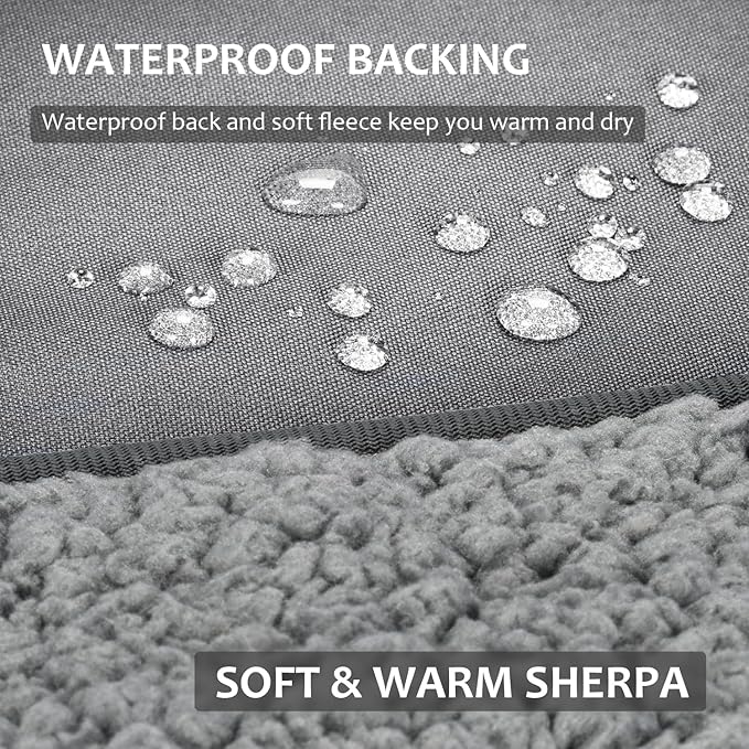 Tirrinia Large Waterproof Outdoor Blanket, Soft Warm Windproof Stadium Blanket with Sherpa Fleece and Foldable for Outdoor Sport, Baseball, Football, Beach, Concerts, Car