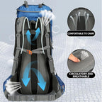 WintMing 75L Hiking Backpack with Rain Cover Waterproof Camping Backpack Shoes Warehouse for Men Women