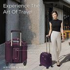 Briggs & Riley Cabin Spinner - Carry On Luggage for Travel, Suitcases with Wheels, Softside Rolling Bag for Men & Women, Fits Under Plane Seat, Interlocking Handle - Baseline Collection, Plum