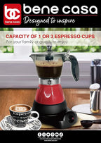 Bene Casa Red Portable Electric Espresso Maker/Cafetera, 1-3 Cups/Shots (1, RED)