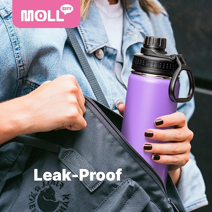 Kids Insulated Water Bottle-16 oz Stainless Steel Vacuum Wide Mouth Sports Flask with Silicone Boot-Reusable Metal Leak Proof Travel Water Bottle for Girls Boys, BPA-Free(Sky Blue)