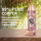NORMAN JR Copper Water Bottle 1L - Ethnic UV Print, an Ayurvedic vessel made from pure copper - helps you drink more water, with many health benefits in Gift Box - Pack of 3