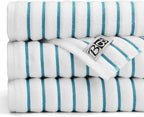 Black & White Brands Brazilian Beach/Pool/Bath Towel - Ultimate Absorbent Luxury XL 36x70 100% Cotton Wave (2 Towels, Turquoise Poly Stripe)