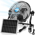 10 Inch Solar Panel Powered Fan, 2 in 1 Solar Panel or AC Charger Powered Fan 12W 9V Portable for Chicken Coop Greenhouse Household Exhaust Camping Travel Outdoor(Black)