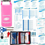 Waterproof First Aid Kit Roll Top Boat Emergency Kit with Waterproof Contents for Fishing Kayaking Boating Swimming Camping Rafting Beach Pink