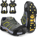 Ice Cleats for Shoes and Boots Men Women Winter Walking Ice Snow Cleats Anti Slip Crampons 10 Steel Studs Overshoe Slip-on Stretch Rubber Footwear