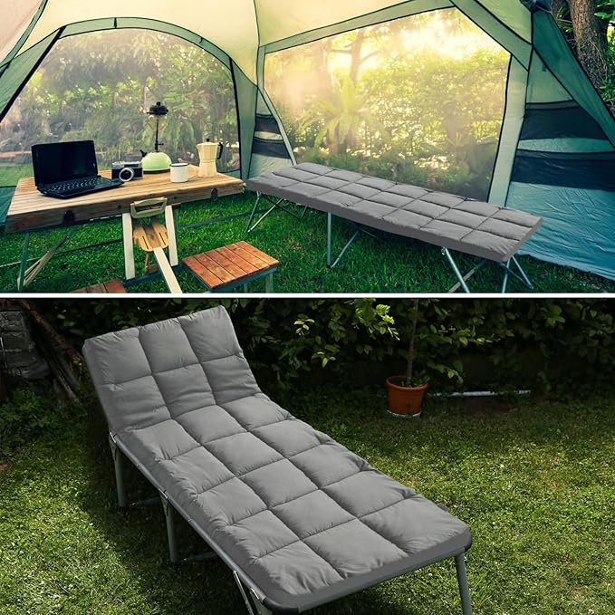 SPRINGSPIRIT Cot Mattress Topper (Improved Thickness), Foam Quilted Pads for Camping, Soft Comfortable Sleeping Cot Mattress Pad Only, Camping Pad 75"x30" for Camp Cot/Rv Bunk/Narrow Twin Beds, Navy