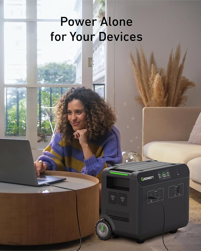 GROWATT 3686Wh Extra Battery for HELIOS 3600 Portable Power Station, LiFePo4 Expansion Battery, 9 DC Outlets for Cell Phone, PC, Tablets or Other Devices, for Home Use, Emergency, Camping and RV