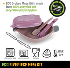 UCO Recycled ECO 5-Piece Camping Mess Kit with Bowl, Plate, Switch Spork Utensil Set