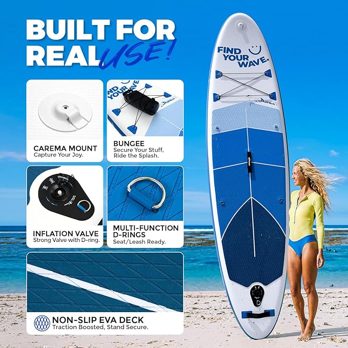 Quashley Inflatable Stand Up Paddle Board,10-11ft Inflatable Paddleboards 32/34 Inch Wide,All Around SUP for Beginners with Lightweight Paddle,Hand Pump,Backpack,Leash,Durable & Portable iSUP Board