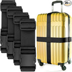Luggage Straps for Suitcases - TSA Approved - Black, 20 PK - Bulk Multipack Premium Nylon Belts for Suitcase, Briefcase & Travel Bag - Adjustable Strap Length 46" - 78"