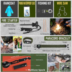 Survival Kit, 268 Pcs Emergency Survival Gear and Equipment Supplies with First Aid Kit, Camping Axe, Headlamp, Tent, Crossbody Bag for Camping Hiking, Hunting, Car, Gift for Christmas Men, Dads, Him