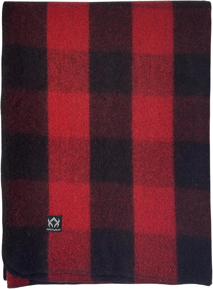 Arcturus Plaid Wool Blankets - 4.5lbs Warm, Heavy, Washable, Large | Great for Camping, Outdoors, Sporting Events, or Home