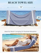 LANE LINEN Turkish Beach Towels, 2 Pack Extra Large Beach Towel, Pre-Washed for Soft Feel, Oversized Sand Free Quick-Dry Pool Towel, Beach Towels for Adults, 39"x71" - Forever Blue