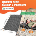 KingCamp Sleeping Pad for Camping, Ultralight Connectable Inflatable Sleeping Pad Camping Mattress with 6.3" Built-in Pillow & Foot Pump for Backpacking Hiking Tent Cot