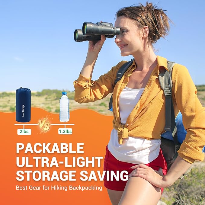 KingCamp Sleeping Pad for Camping, Ultralight Connectable Inflatable Sleeping Pad Camping Mattress with 6.3" Built-in Pillow & Foot Pump for Backpacking Hiking Tent Cot