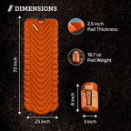 KLYMIT Static V Lightweight Inflatable Sleeping Pad | Comfortable, Lightweight, Easy to Inflate Portable Air Bed Mattress for Camping, Backpacking and Hiking — Orange