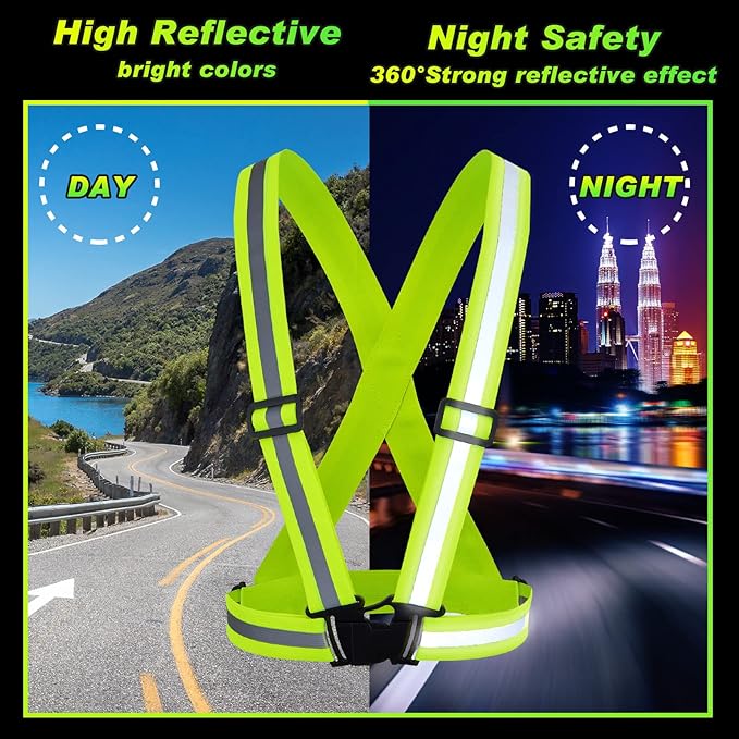 Hercicy 30 Pcs Reflective Vest High Visibility Safety Vests, Adjustable Bright Neon Lightweight Strap Gear (Yellow)