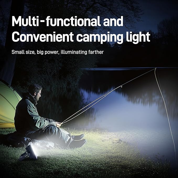LED Solar Portable Camping Lights with Stand dimmable, 2000LM, Solar Rechargeable Work Lights with Magnetic，IP67 Waterproof, 5 Light Modes Portable Flood Light, Camping Lantern for Indoor Outdoor