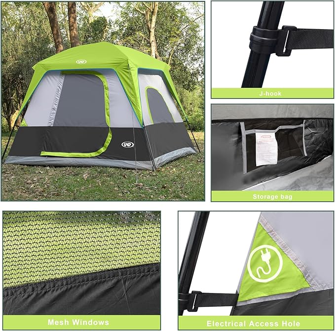 UNP 2/4/6/8 Person Tent, Portable Cabin Tent, Camping Tent 4-Person Easy Set Up, Waterproof with Top Rainfly for Outdoor Camping/Hiking