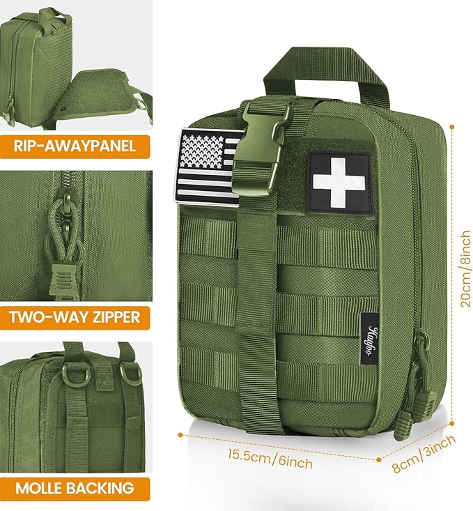 Medical Molle Pouch Tactical - 1000D Nylon First Aid Pouch, Big Capacity EMT Pouch Utility, Heavy Duty Military Grade Rip-Away Ifak Pouch for Home and Outdoor Activities（Bag Only