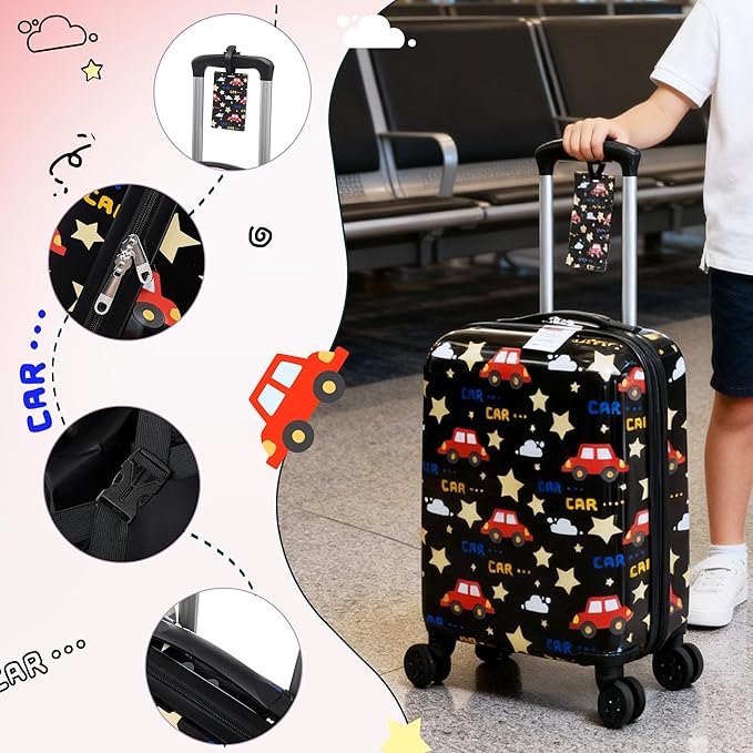 Rosamo Kid’s Luggage Set 6 Piece Suitcase Set 16’’ Hardside Luggage with Spinner Wheels Girls Boys Carry on Luggage Travel Rolling Luggage Airline Approved