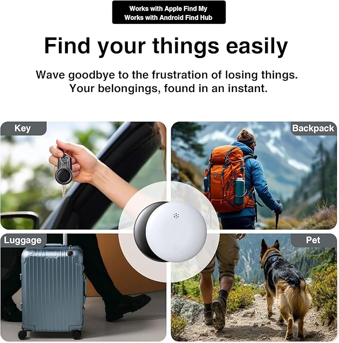 Bluetooth Tracker for Keys, Luggage & Pets – Smart Finder Compatible with iOS & Android, No Monthly Fee, Item Locator by BlissfulTails(2 Pack, Black)