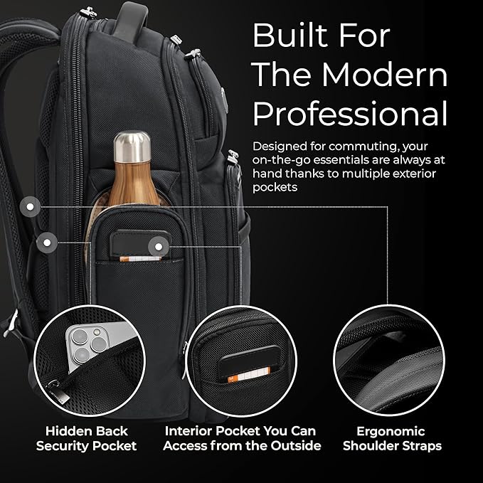 Briggs & Riley Large Cargo Backpack for Women & Men - Laptop Backpack, For Work & Travel, Spacious & Durable, Padded Straps, Fits up to 17" Laptop - @work Collection, Black