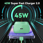 45W Super Fast Charger USB Type C Charger Cord 6.6FT with Android Phone Charger Fast Charging Block for Samsung Galaxy S26/S26 Ultra/S26+/S25/S25 Ultra/S25+/S24/S23/S22/S20/S21/Note 20/Note 10, Green
