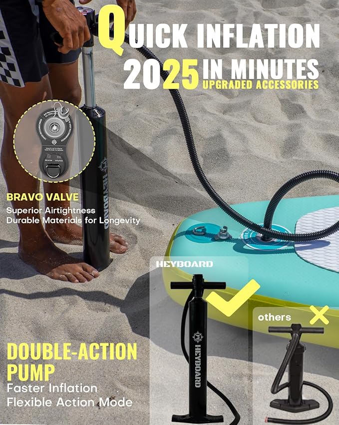 HEYBOARD Inflatable Stand Up Paddle Board 10'6"×32"×6" Standup Paddleboard with Premium SUP Accessories & Backpack, Non-Slip Deck, Waterproof Bag, Leash, Paddle, Hand Pump