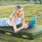 Elegear Self Inflating Sleeping Pad, 3.15" Ultra-Thick Memory Foam Camping Pad with Pillow Fast Inflating in 20s Insulated Camping Mattress Pad 4-Season Camp Sleeping Mat for Camp/Travel/Car/Tent