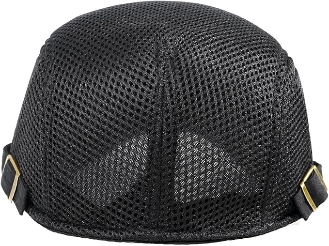 2 Pack Men's Mesh Cap Breathable Summer Newsboy Hat Adjustable Beret Ivy Cap Irish Cabbie Driving Hunting Hats