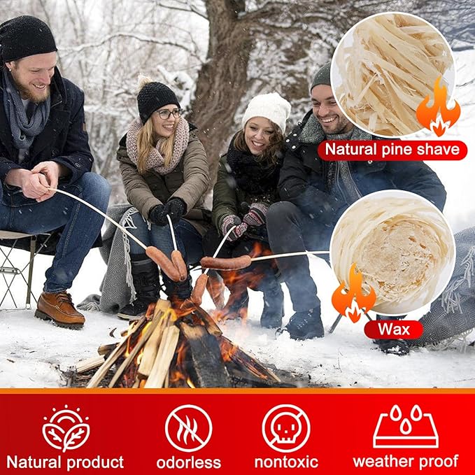 80 pcs Fire Starter - Natural Large-Size Fire Starters for Fireplace, Pellet Stove & Wood, Campfires, Camping, Fire Pit, Smoker, BBQ, Chimney - Fire Starters for Grill, Charcoal Starter (80)