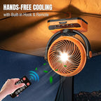 Raddy CF5 Oscillating Camping Fan with Remote, 40,000mAh Rechargeable Battery, Quiet Portable Fan with LED Light, USB-C, 5 Speeds, Hanging Hook for Tent, RV, Outdoor & Emergency Use
