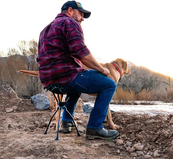 GRAND TRUNK Compass 360 XT Extra Tall Swivel Stool - Compact 260lb Capacity Portable Outdoor Seat for Camping & Travel (Brown)