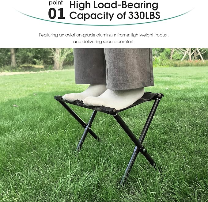 MOON LENCE Collapsible Camp Stool, Compact & Small Storage Size, Folding & Portable Outdoor Stool for Camping, Fishing, Travel, Gardening, Weight 1.3 Lbs with Carry Bag (Camouflage, L 14'')