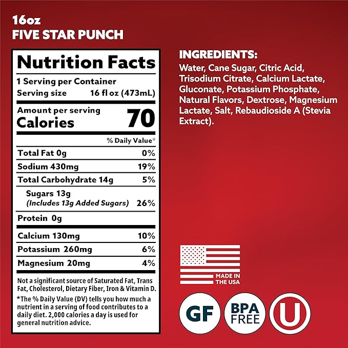 Hoist Premium Hydration Isotonic Electrolyte Drink, Powerful IV-Level Hydration, Five Star Punch, 16 Fl Oz (Pack of 12)